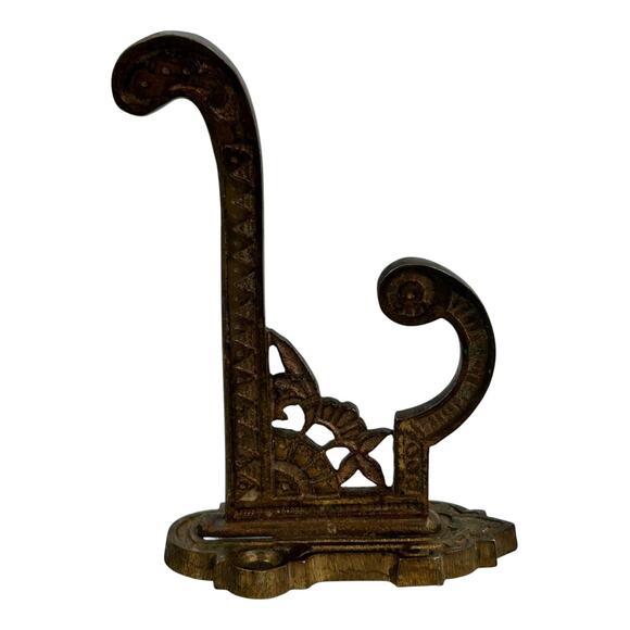 Antique Vintage Ornate Metal Wall Hanging Bracket Hook - Picture 2 of 4